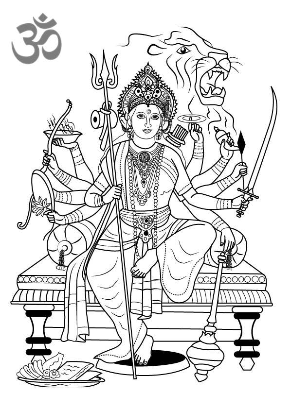 Free Hinduism Coloring Pages Durga Maa Printable printable