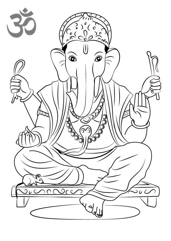 Hinduism Coloring Pages Ganpati Bappa Printable - Free Printable