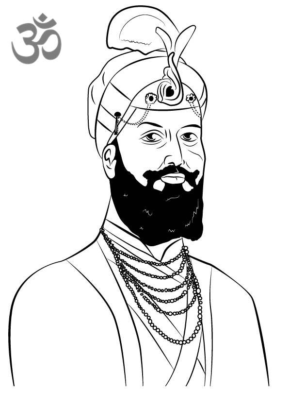 Free Hinduism Coloring Pages Guru Hargobind Printable printable