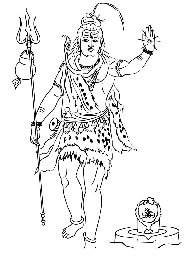 Free Hinduism Coloring Pages Lord Shiva Standing Printable printable