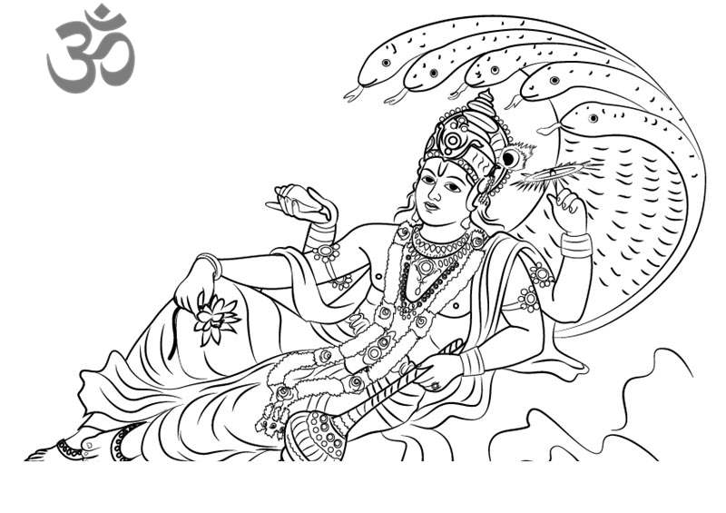 Free Hinduism Coloring Pages Lord Vishnu Printable printable