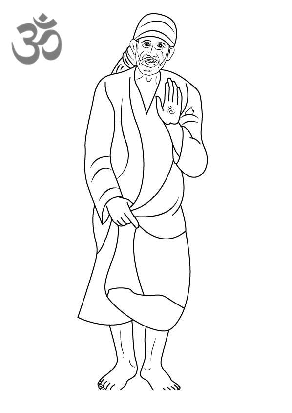 Free Hinduism Coloring Pages Sai Baba of Shirdi Printable printable