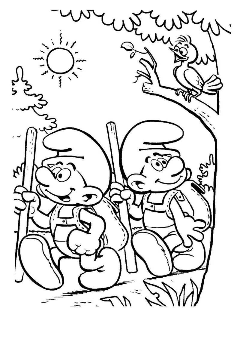 Free Smurfs Coloring Pages Hiking printable