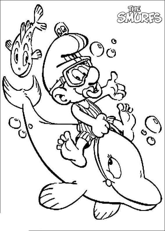 Free Smurfs Coloring Pages Under Sea printable