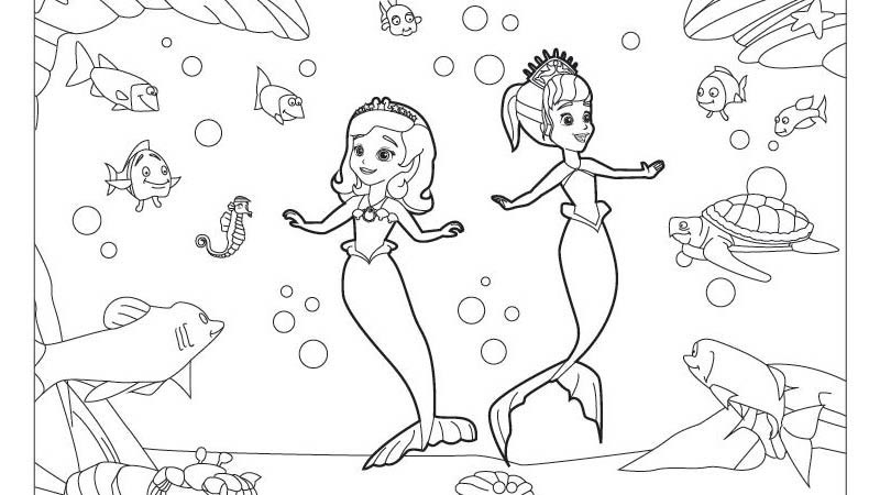 Free Sofia The First Coloring Pages Under Sea Mermaids printable
