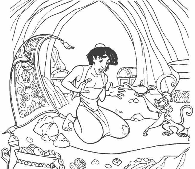 Free Awesome Aladdin Coloring Pages Black and White printable