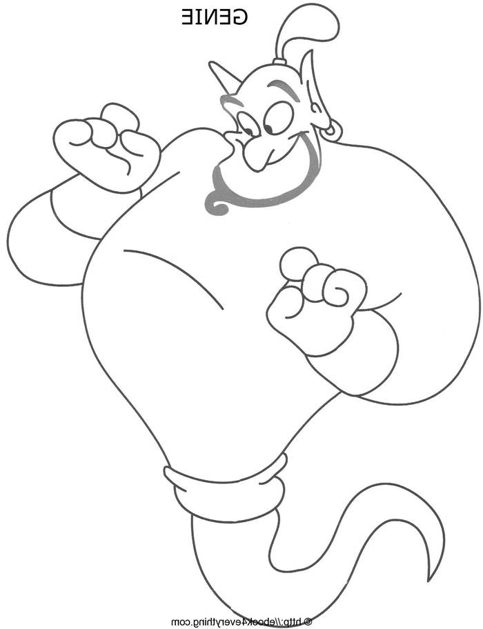 Free Awesome Aladdin Coloring Pages Genie for Boys printable