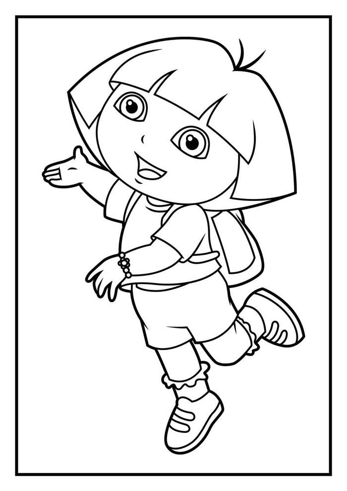 Free Awesome Dora The Explorer Coloring Pages Black and White printable