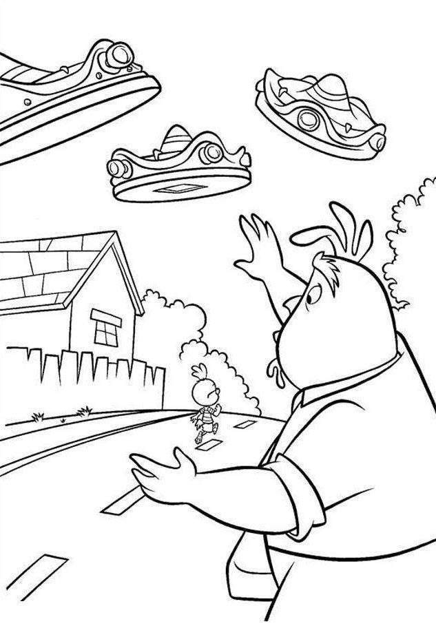 Free Chicken Little Coloring Pages Runt and UFO printable