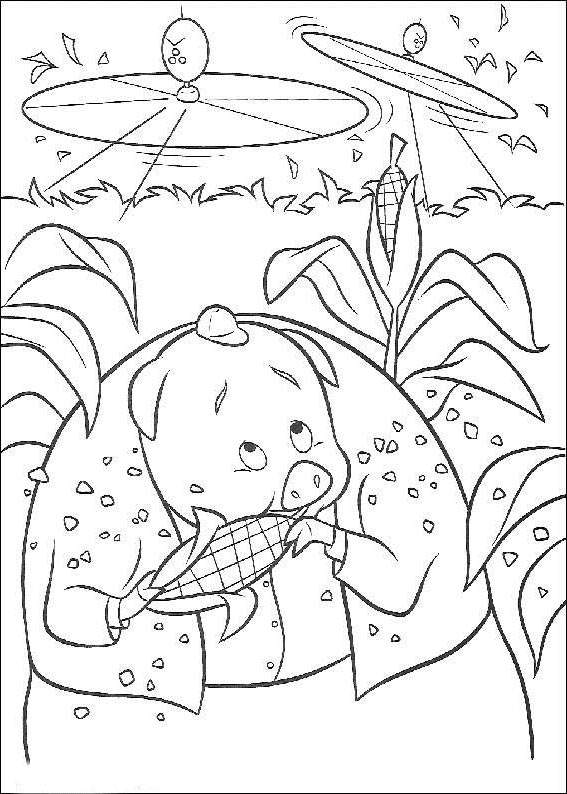 Free Chicken Little Coloring Pages Runt eating Corn printable