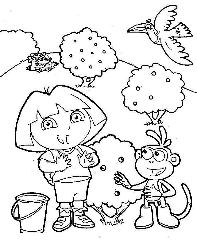 Free Cute Dora The Explorer Coloring Pages Line Drawing printable