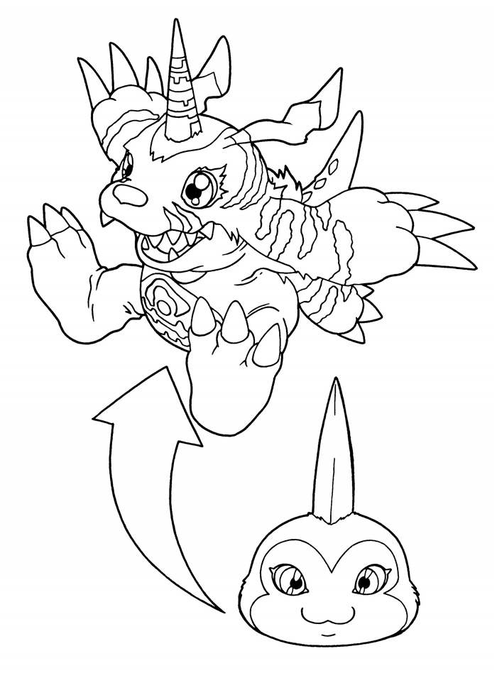 Free Fancy Digimon Coloring Pages for Girls printable