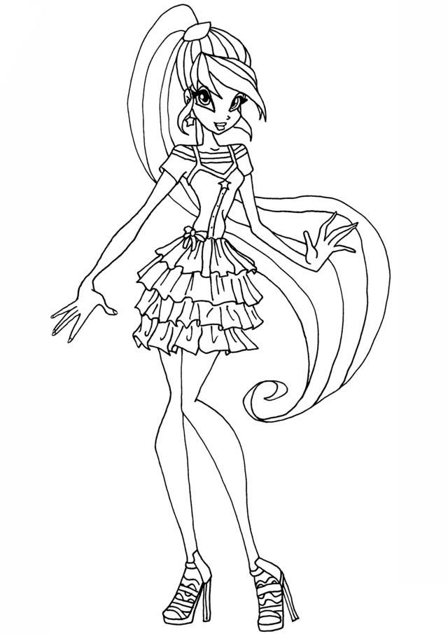 Free Fancy Winx Coloring Pages Outline printable