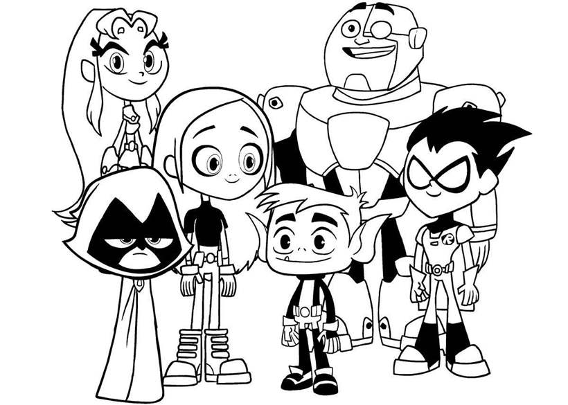 Free Free Teen Titans Coloring Pages Black and White printable