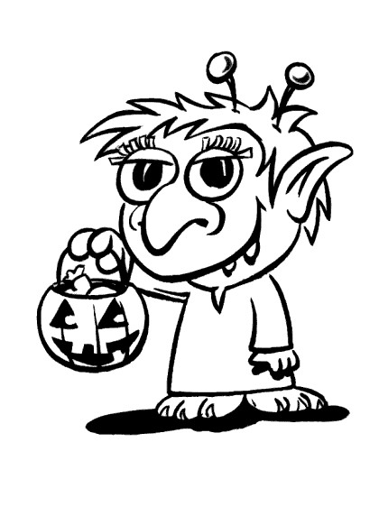 Free Free Trick or Treat Coloring Pages Line Drawing printable