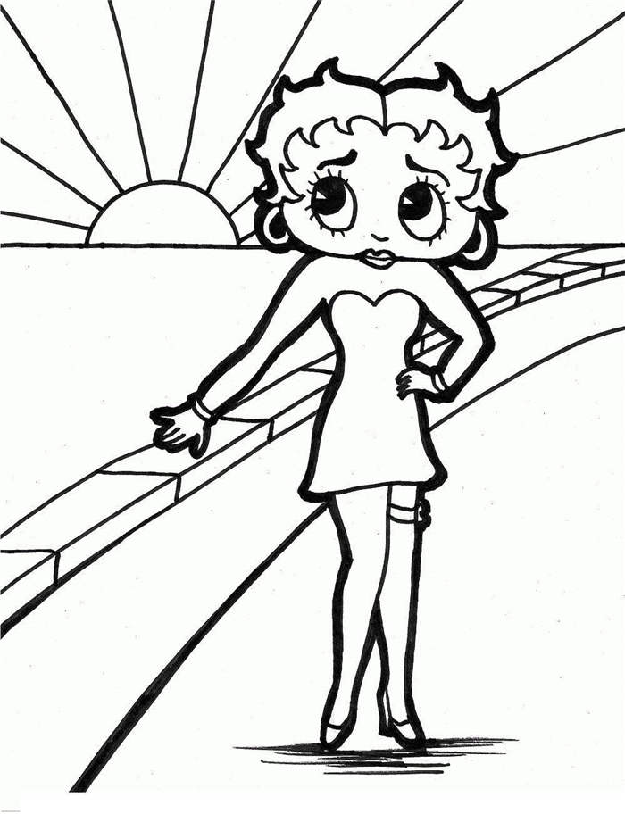 Free Fresh Betty Boop Coloring Pages Line Drawing printable
