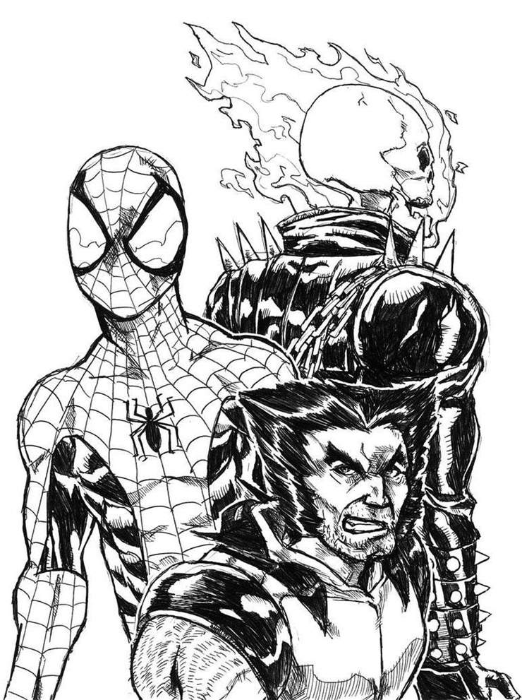 Ghost Rider Coloring Pages And Spiderman Free Printable Coloring Pages
