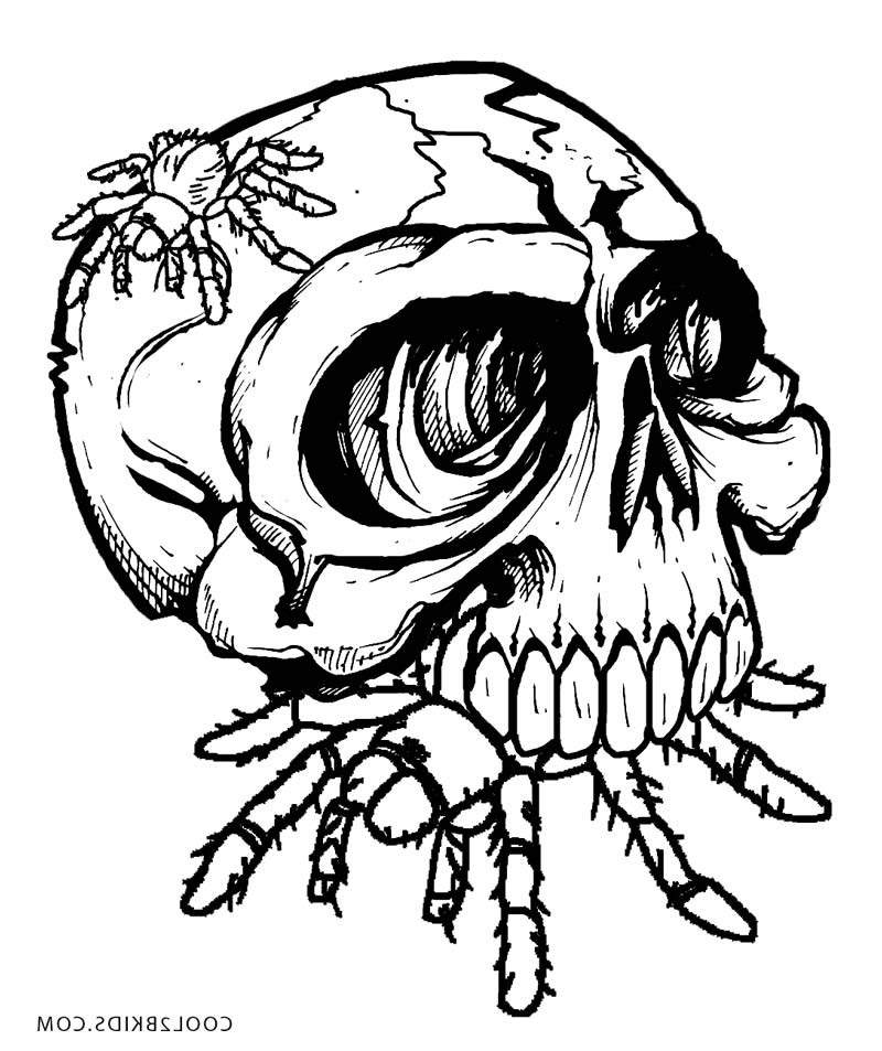 Horror Coloring Pages Characters Spider Skull Free Printable Coloring 