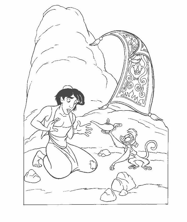 Free New Aladdin Coloring Pages Lineart printable