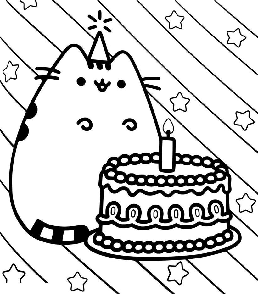 Free New Pusheen Coloring Pages Fan Art printable