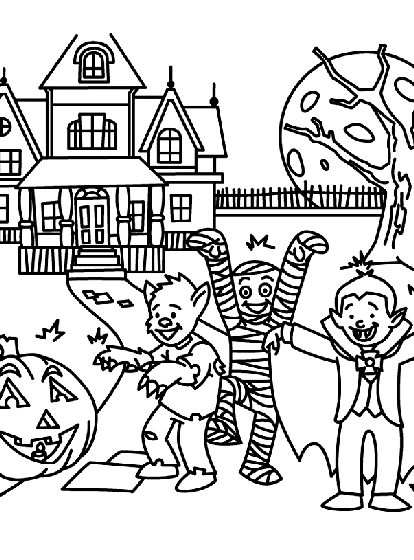 Free New Trick or Treat Coloring Pages Free Download printable