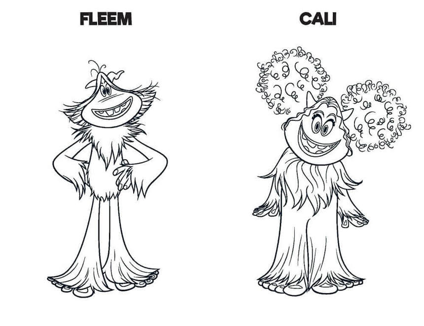 Free Printable Smallfoot Coloring Pages Lineart Fleem Cali Movie printable