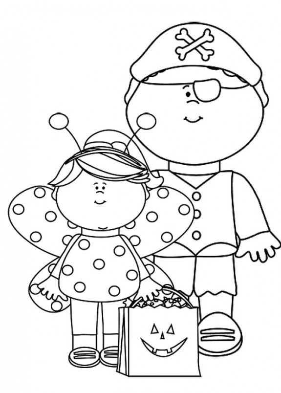 Free Printable Trick or Treat Coloring Pages Black and White printable