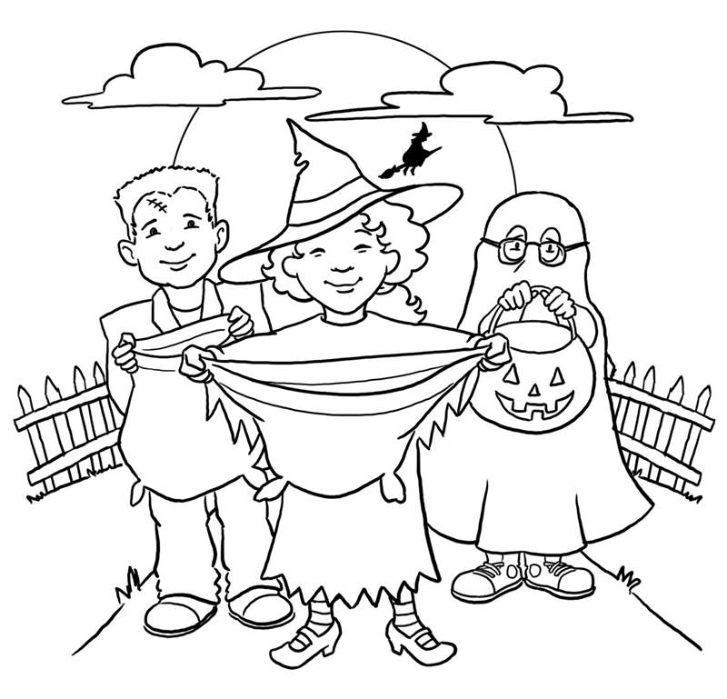 Free Printable Trick or Treat Coloring Pages for Adults printable