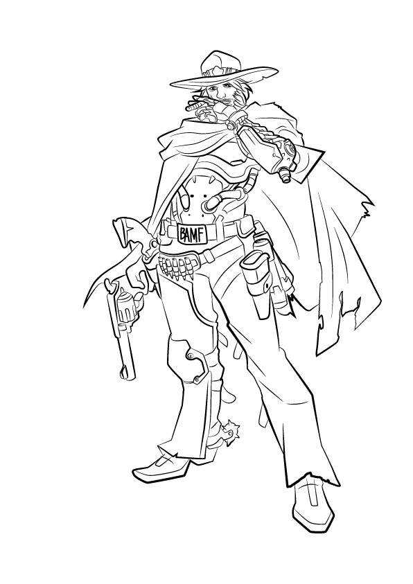 Free Simple Overwatch Coloring Pages for Kids McCree printable