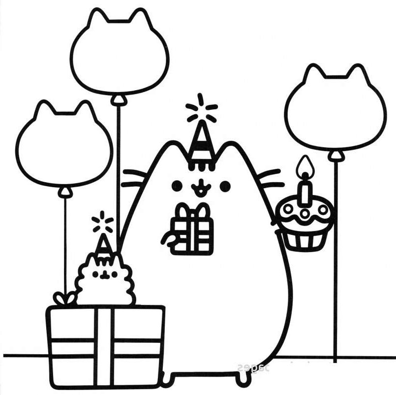 Simple Pusheen Coloring Pages Linear - Free Printable Coloring Pages