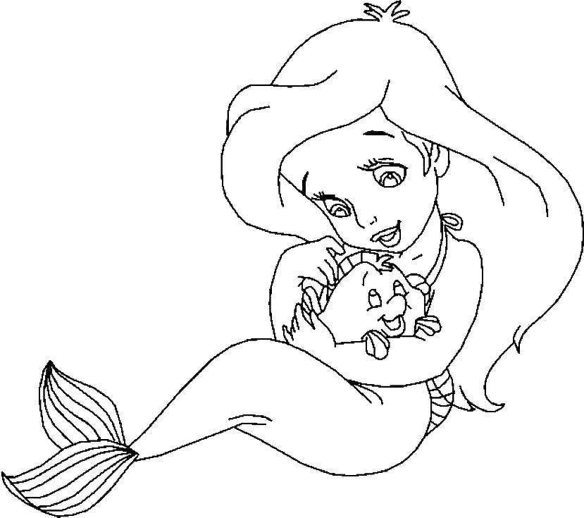 Free Ariel Coloring Pages Simple Sketch Princess 2797 printable