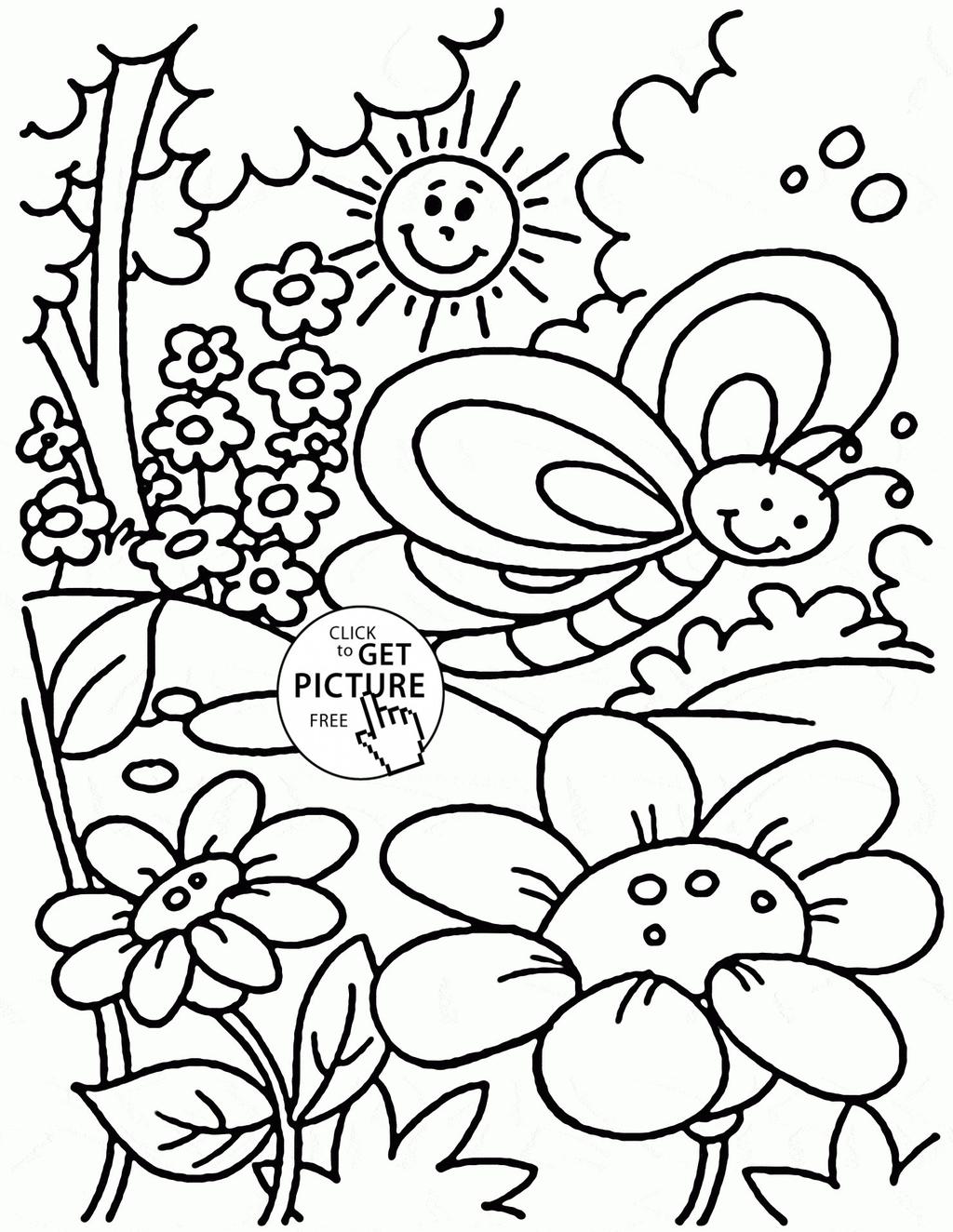 Free Springtime Coloring Pages Spring for Preschool printable