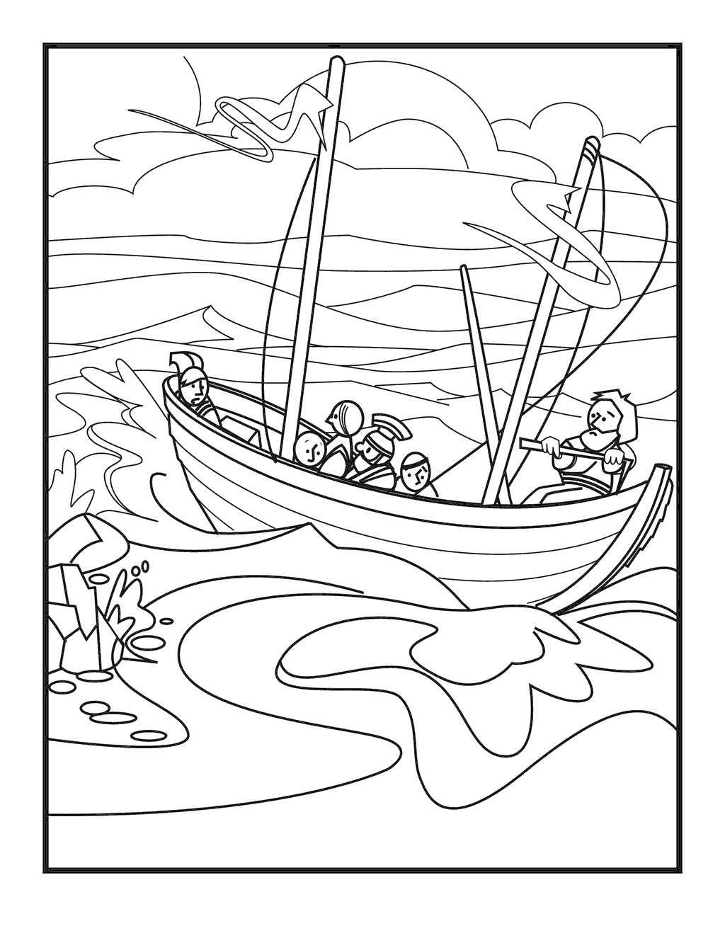 Jesus Calms The Storm Coloring Page Printable Coloring Pages