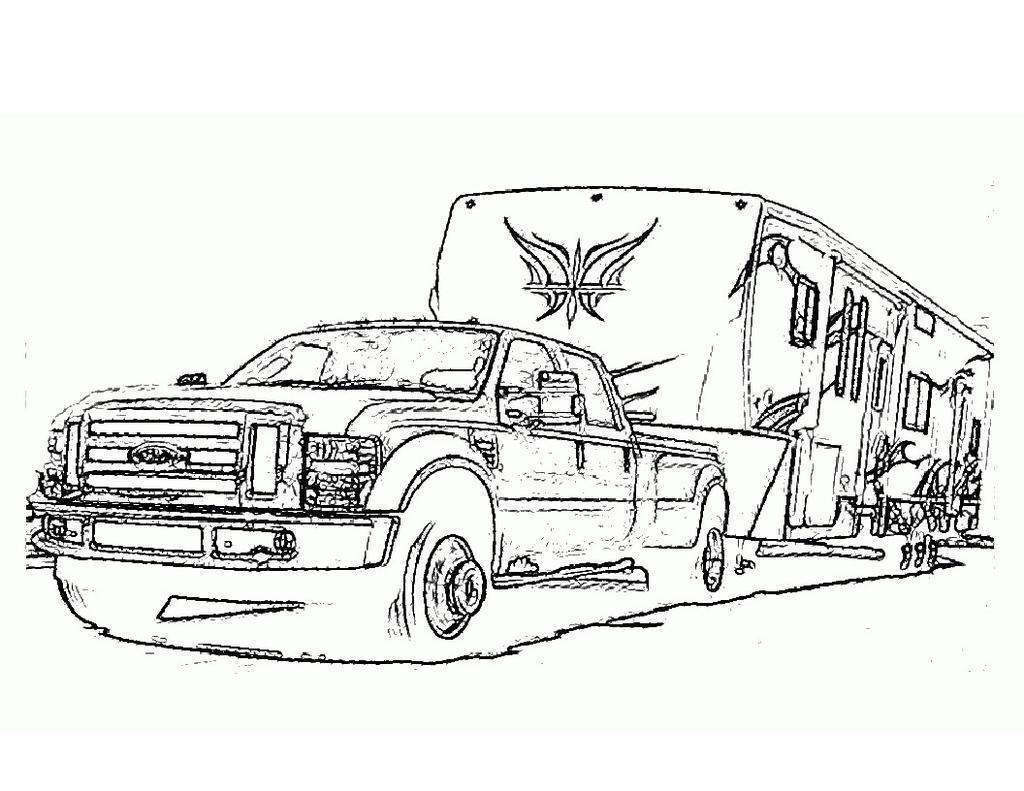 Camper Trailer And Truck Coloring Page Coloring Pages