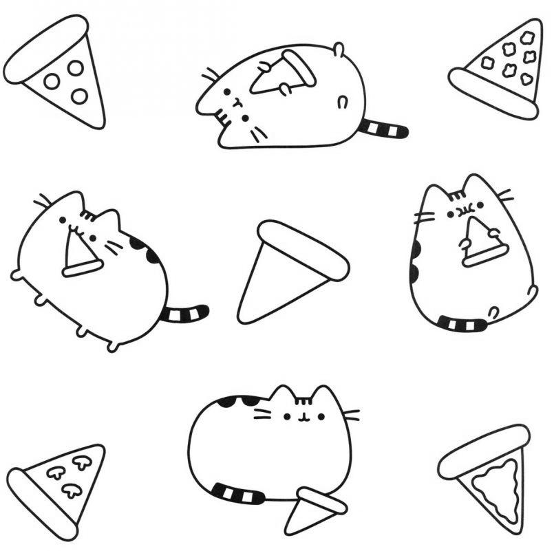 Pusheen Cat And Pizza Coloring Pages - Free Printable Coloring Pages