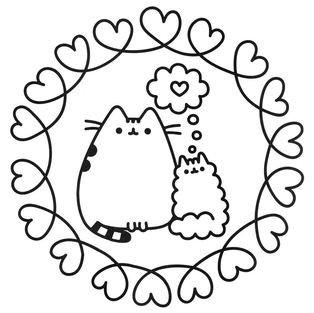 Baby Pusheen Cat With Dad Coloring Pages - Free Printable Coloring Pages