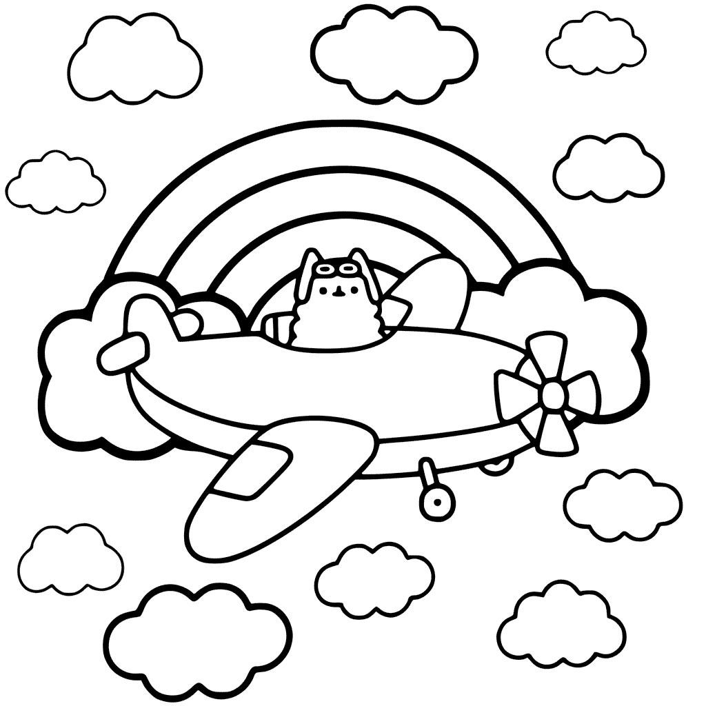 Pilot Pusheen Cat Coloring Pages - Free Printable Coloring Pages
