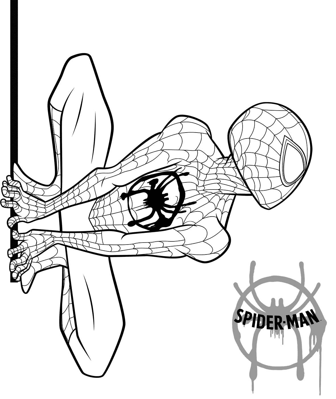 Free Spider Man Into the Spider Verse Coloring Pages Black and White printable