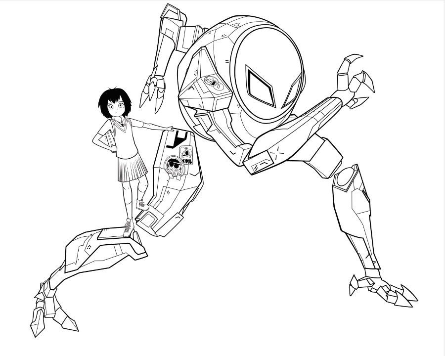 Spider Man Into the Spider Verse Coloring Pages Peni Parker and SP II