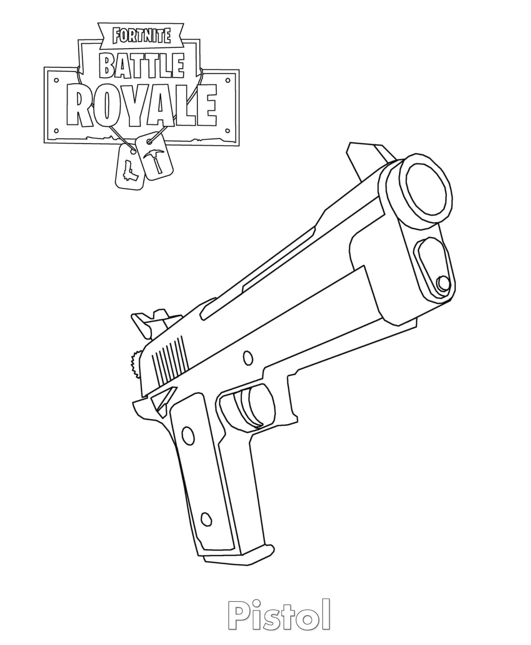 Free Easy Fortnite Skin Coloring Pages Pistol for Kids printable