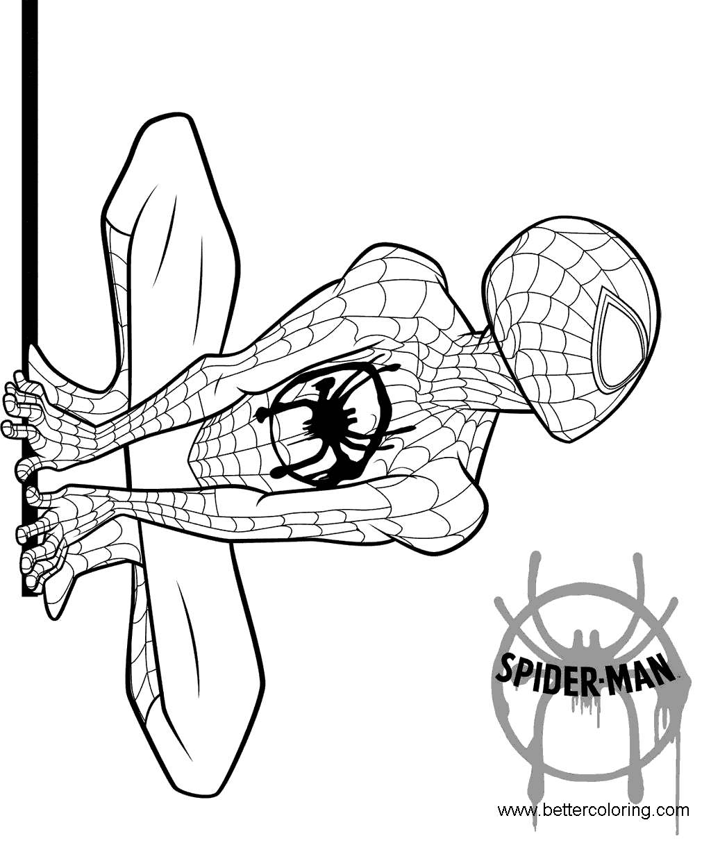 Free Miles Morales Coloring Pages Black and White printable