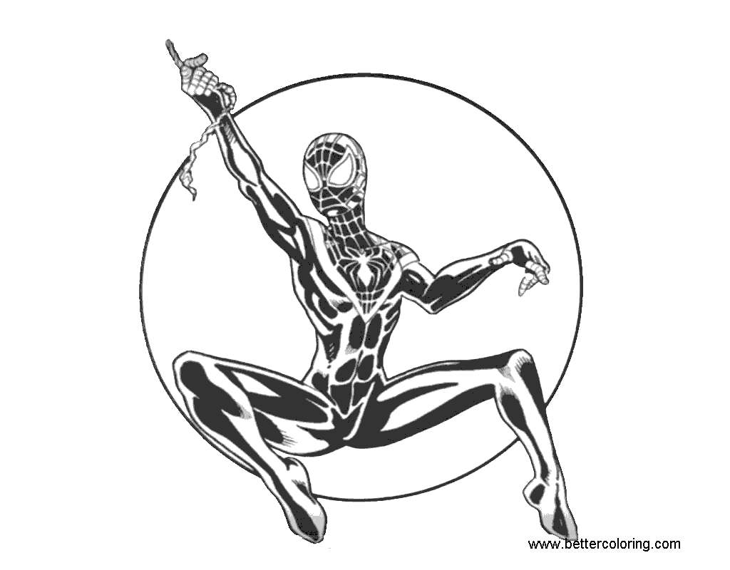 Free Miles Morales Coloring Pages Ink Drawing printable