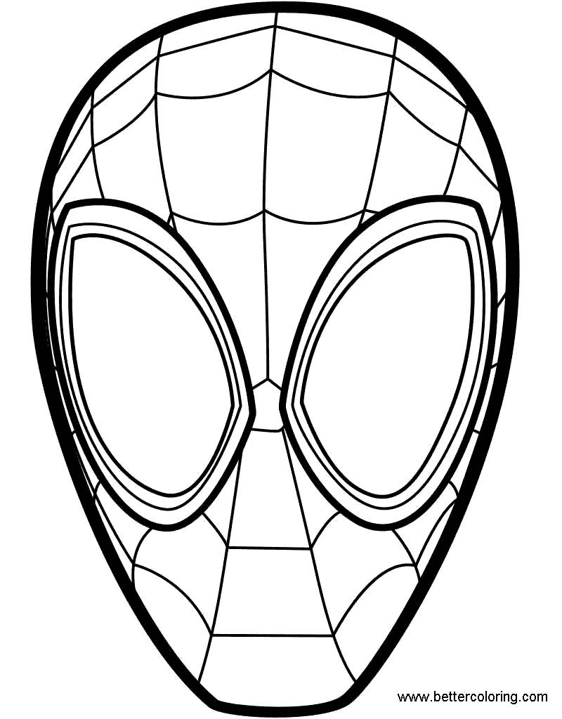 Free Miles Morales Coloring Pages Mask printable