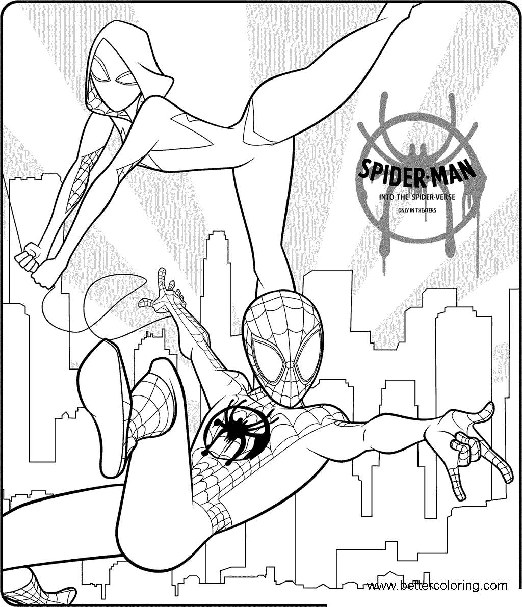 Miles Morales Coloring Pages Spider Woman - Free Printable Coloring Pages.