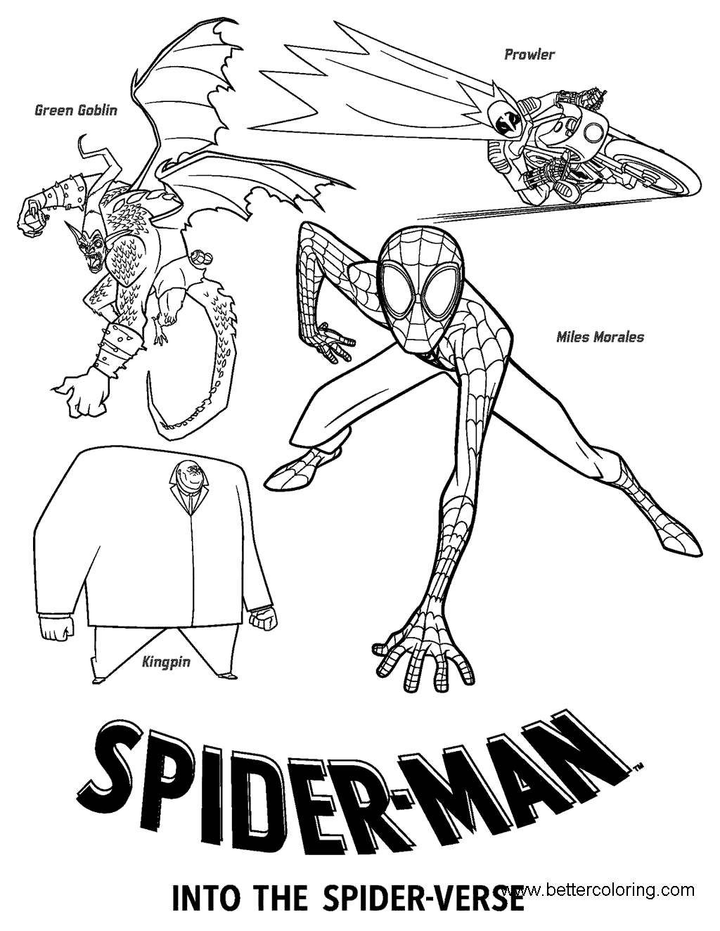 Miles Morales Coloring Pages from Spider Man Into the Spider Verse