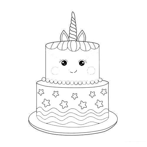 Free Printable Unicorn Cake Coloring Pages : Printable Unicorn Drawing