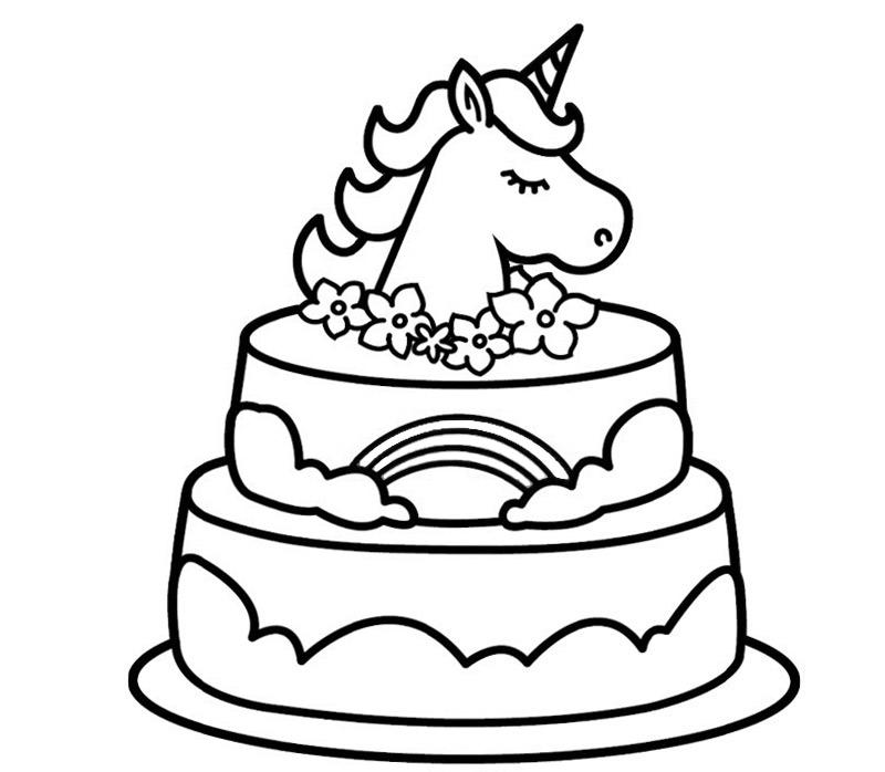 Children's Unicorn Cake Coloring Pages - Handsome Catfish