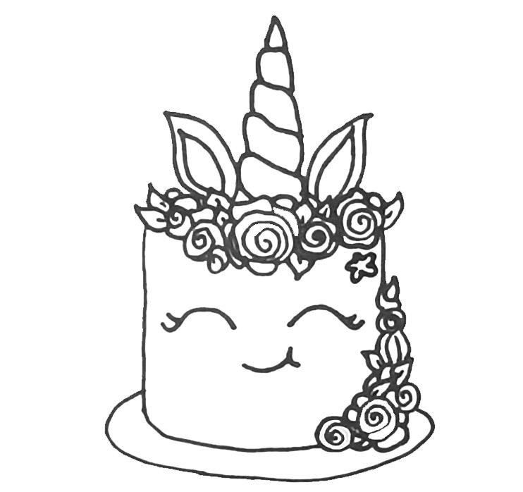 Unicorn Cake  Coloring  Pages  For Adults Free Printable 