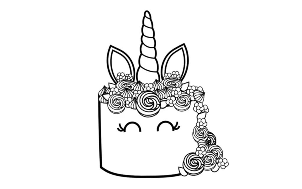Free Unicorn Cake Coloring Pages for Girls printable