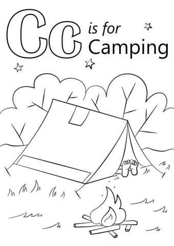 Free Camping Coloring Pages C is for Camping printable